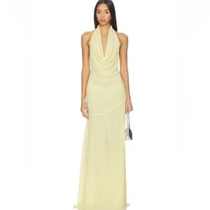 The Marisa Halter Cowl Neck Butter Yellow Dress